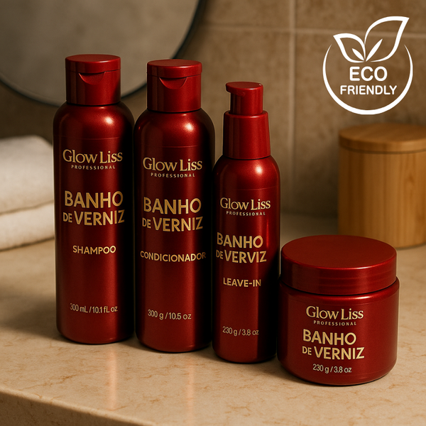 Combo GlowLiss 4 Itens: Shampoo + Condic. + Leave + Máscara.