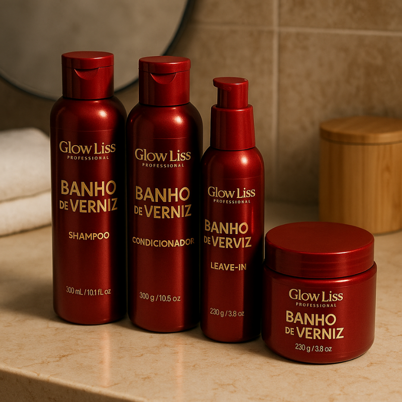 Combo GlowLiss 4 Itens: Shampoo + Condic. + Leave + Máscara.