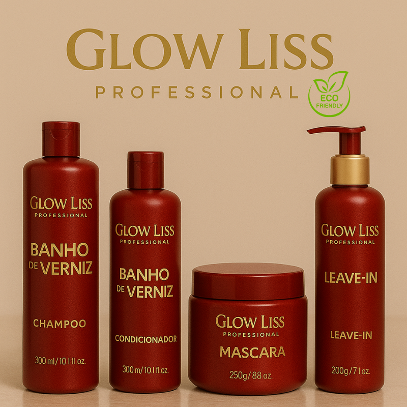 Combo GlowLiss 4 Itens: Shampoo + Condic. + Leave + Máscara.